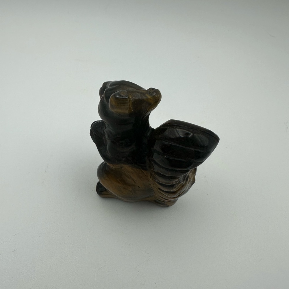Hand Carved Tiger Eye Squirrel Carving - Picture 3 of 9